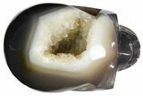 Polished Agate Skull with Quartz Crystal Pocket #148102-3
